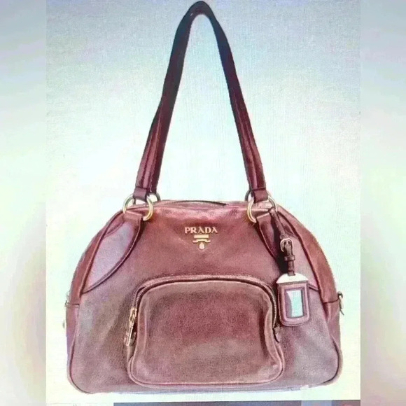 PRADA 🔥🔥Vintage Vitello Daino Shoulder Bag (Brown & Metallic Soft Leather) - Picture 3 of 16